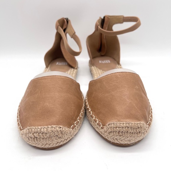 EILEEN FISHER Lala Espadrille Womens 9 Tan Tumbled Leather Ankle Strap D'orsay - Picture 2 of 11